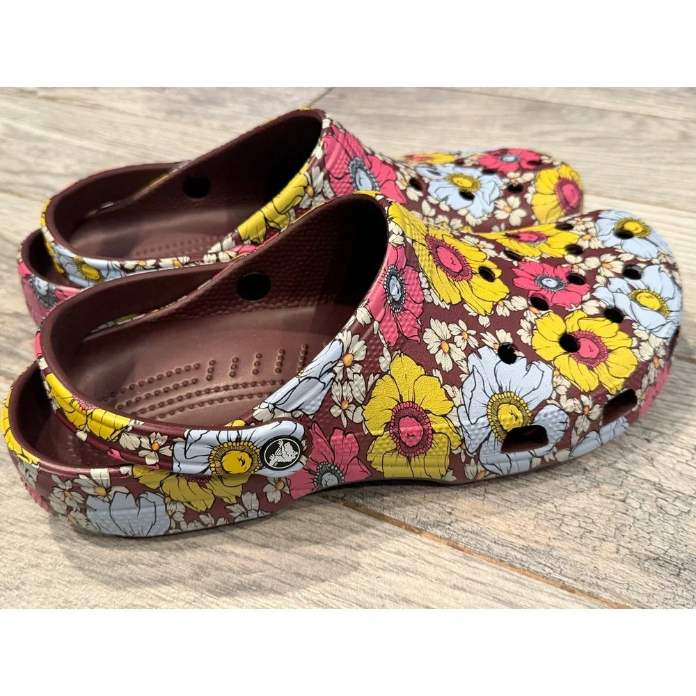 Crocs Retro Floral Clogs 13 Mens‎ Classic Shoes 208954 Slip Ons Mules NWOT